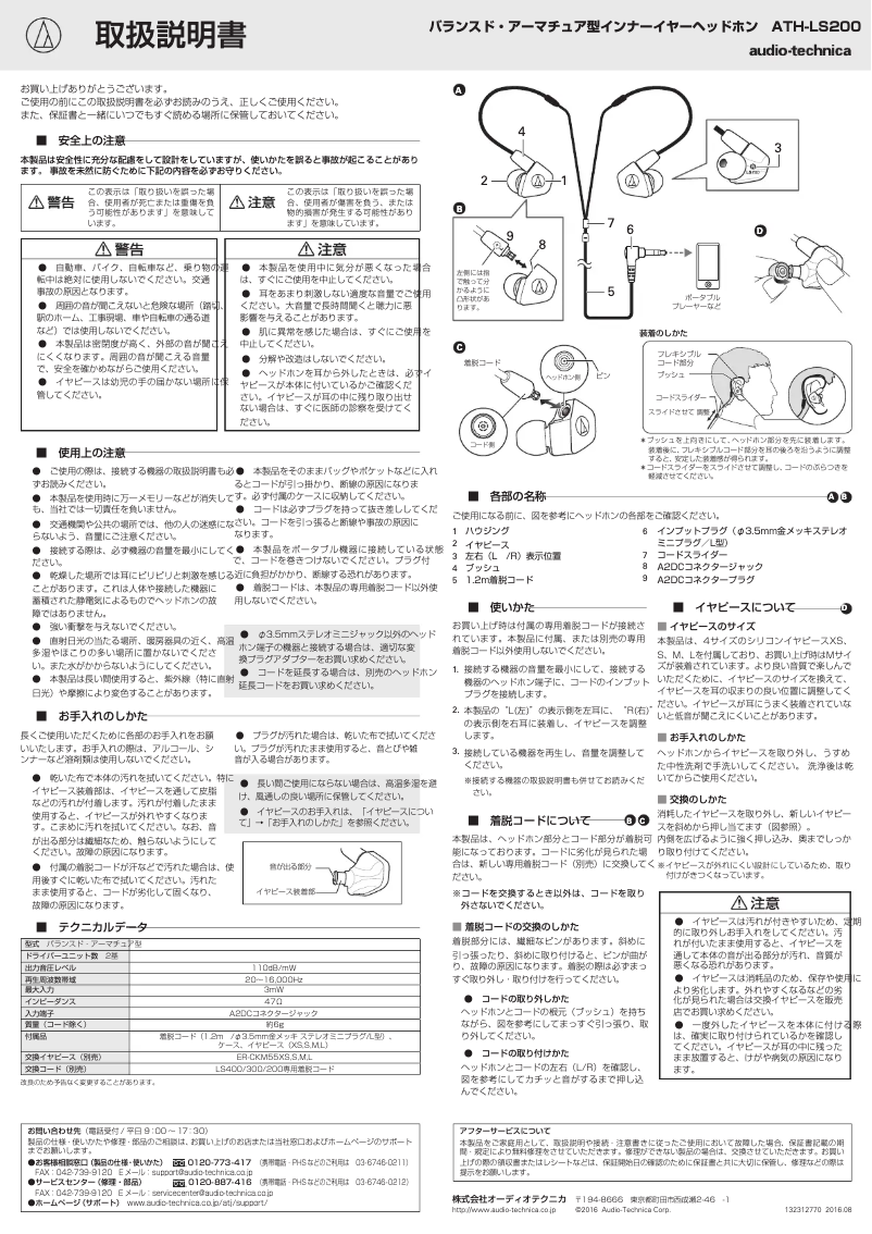 Página 1 del manual Manual de usuario Audio-Technica ATH-LS200