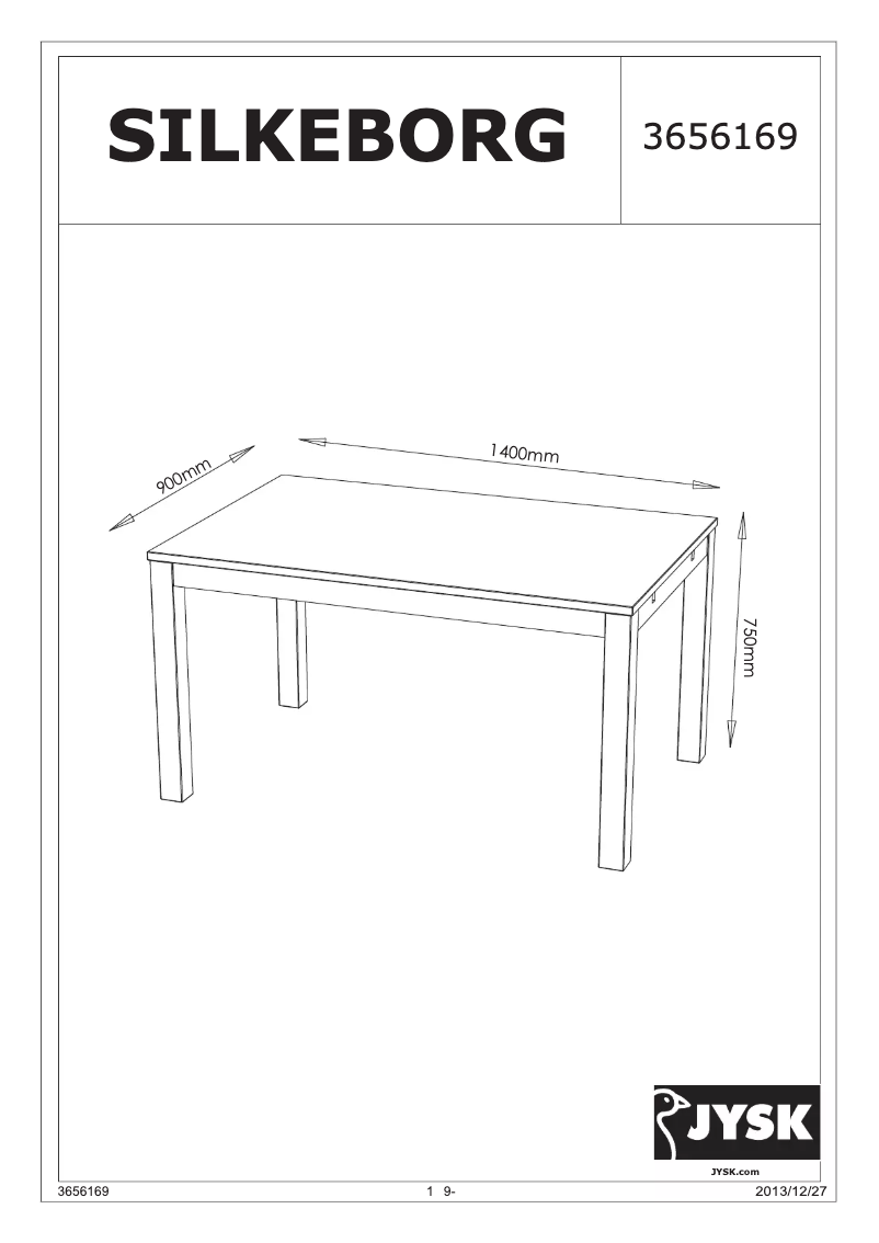 Page n°1 - Manuel utilisateur JYSK Silkeborg (90x140x75)