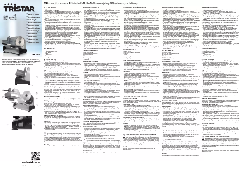 Page 1 de la notice Manuel utilisateur TriStar EM-2099