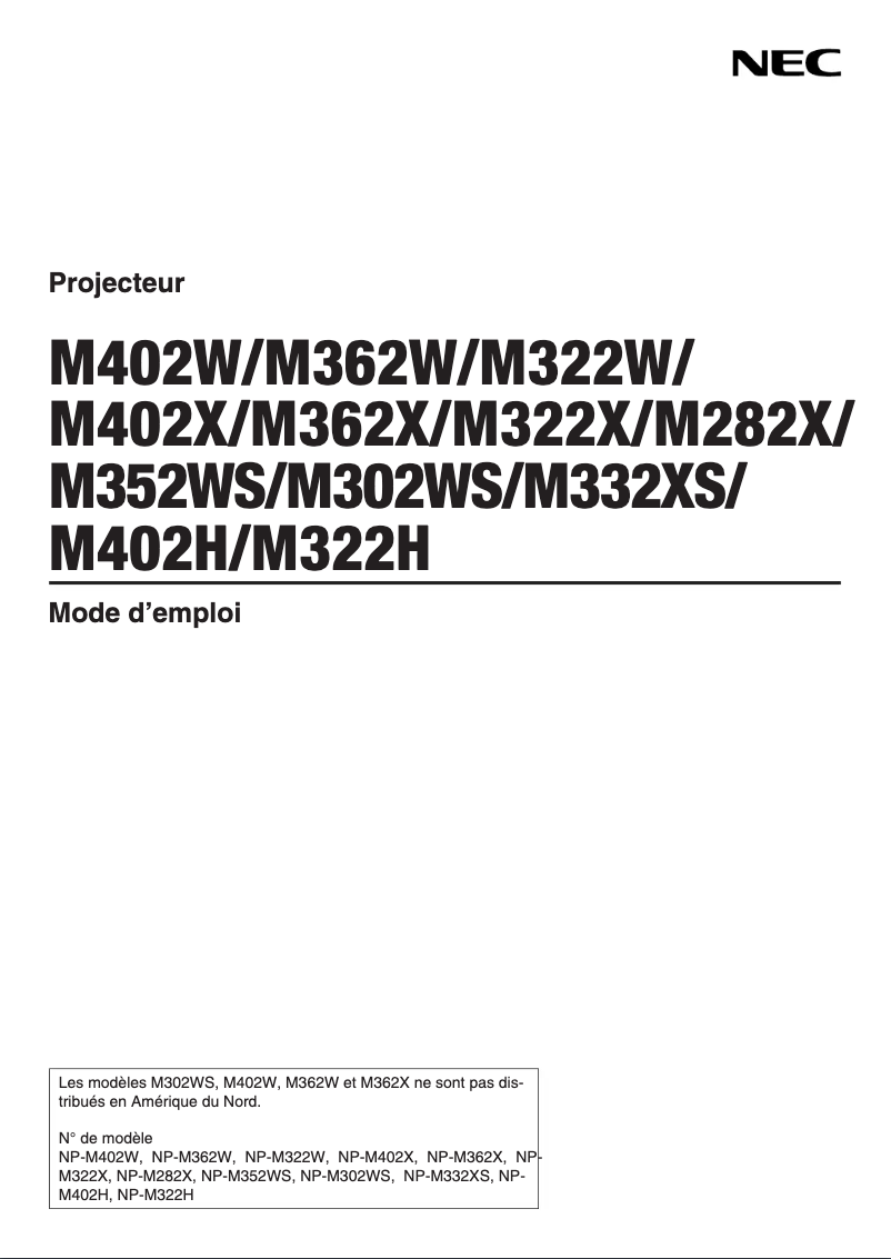 Página 1 del manual Manual de instrucciones NEC M362X