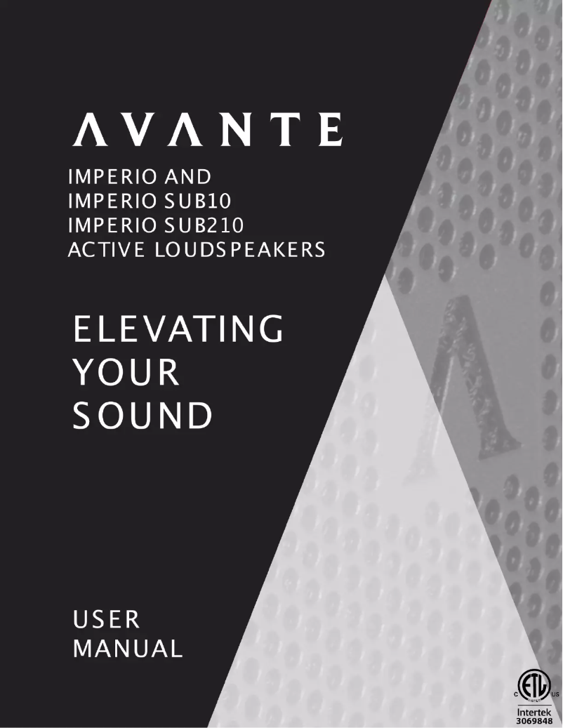 Page n°1 - Manuel utilisateur Avante Imperio SUB210