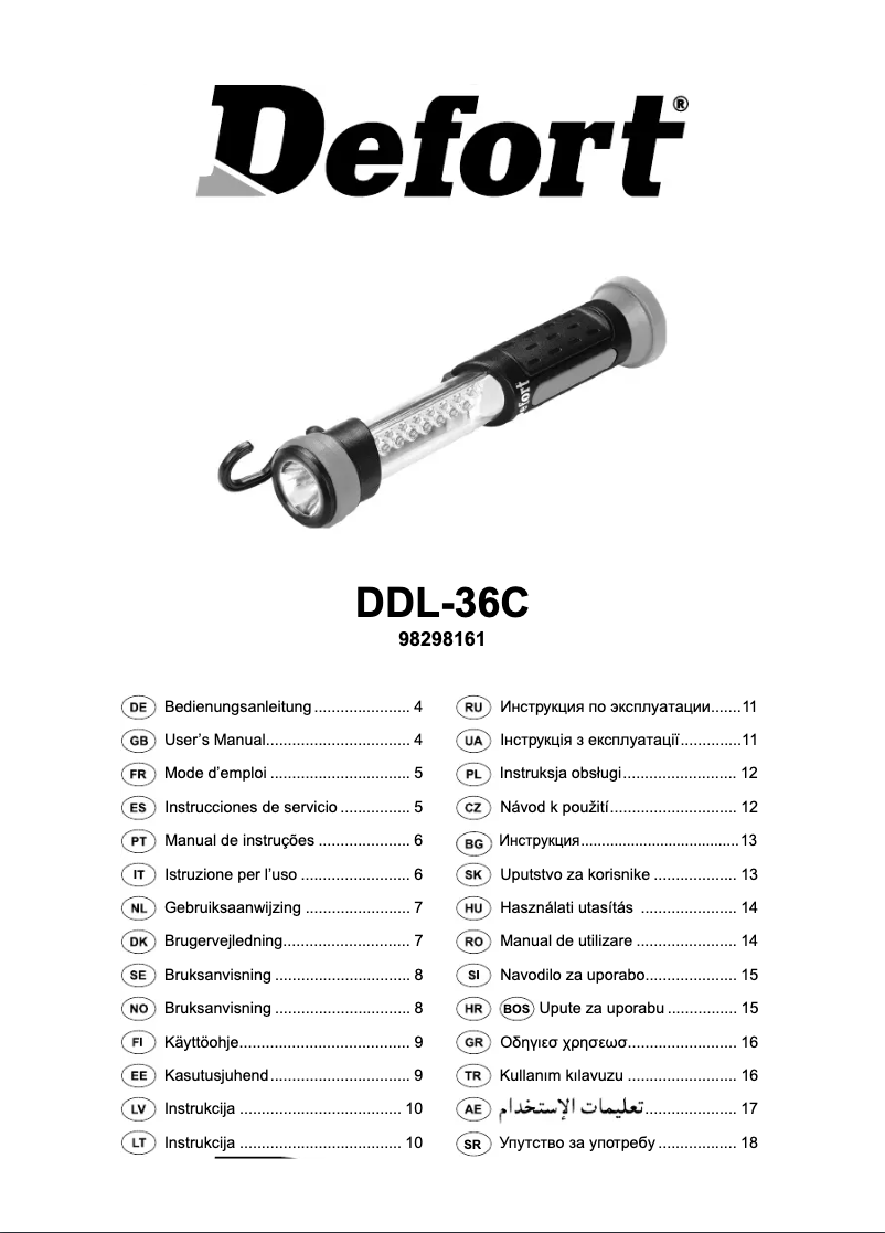 Page n°1 - Manuel utilisateur Defort DDL-36-C