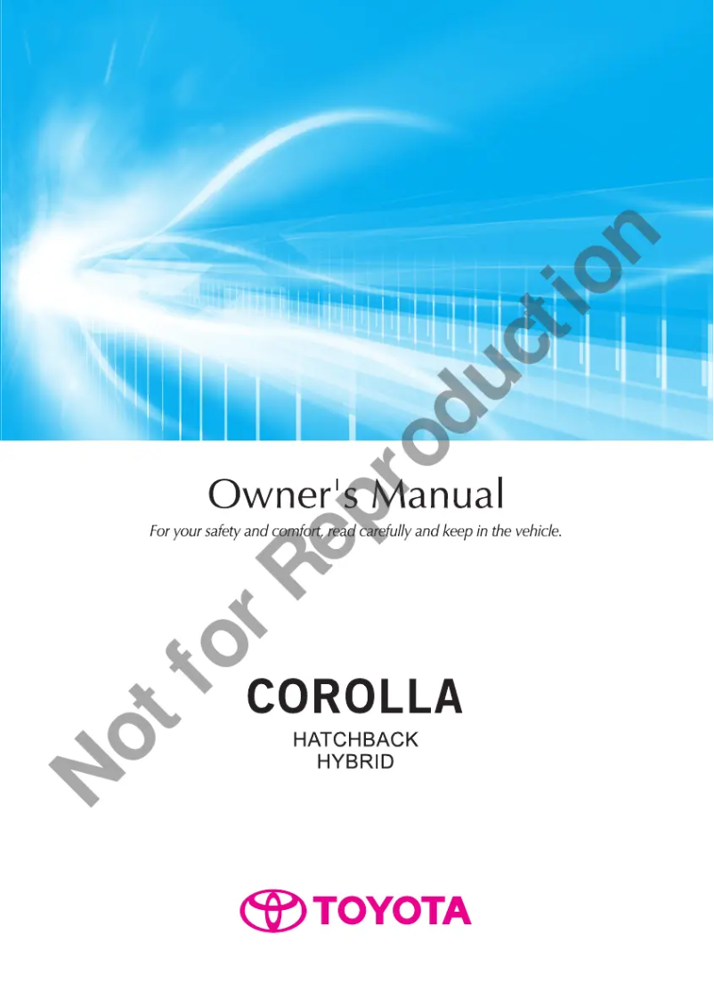 First page image of the manual for Corolla hatchback hybrid (2017)