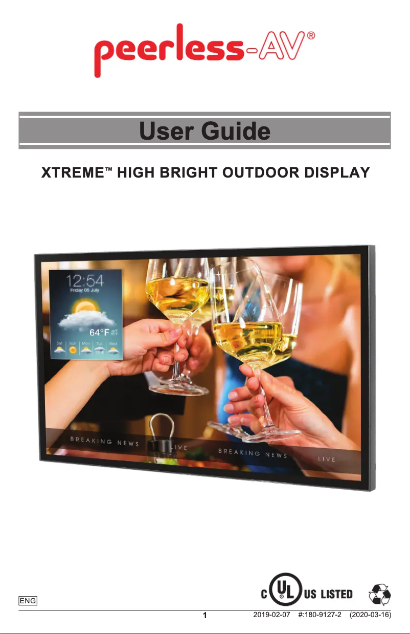 Page n°1 - Manuel utilisateur Peerless-AV Xtreme XHB652-EUK