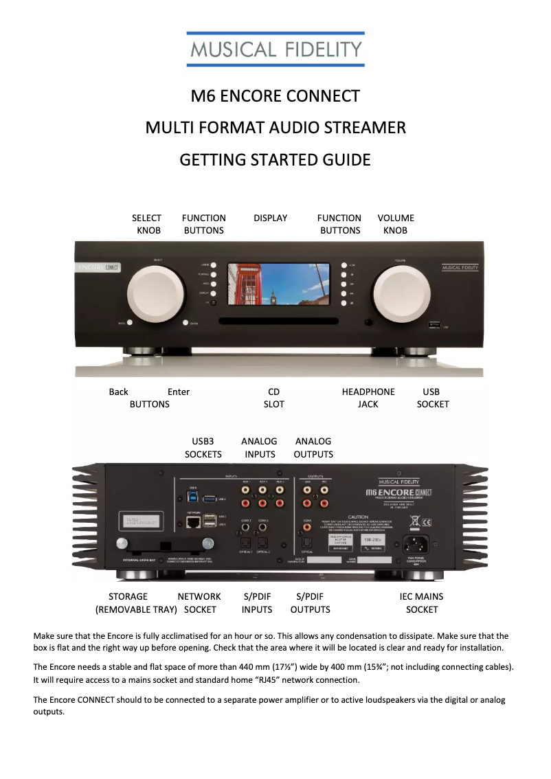 Page n°1 - Manuel utilisateur Musical Fidelity M6 Encore Connect