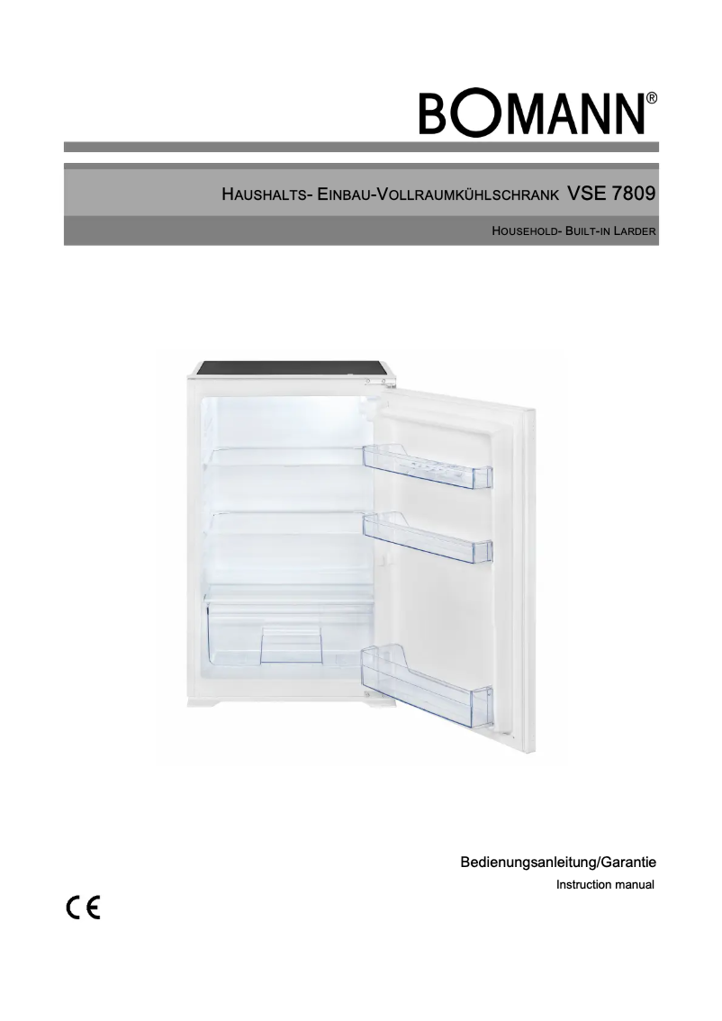 Page 1 de la notice Manuel utilisateur Bomann VSE 7809