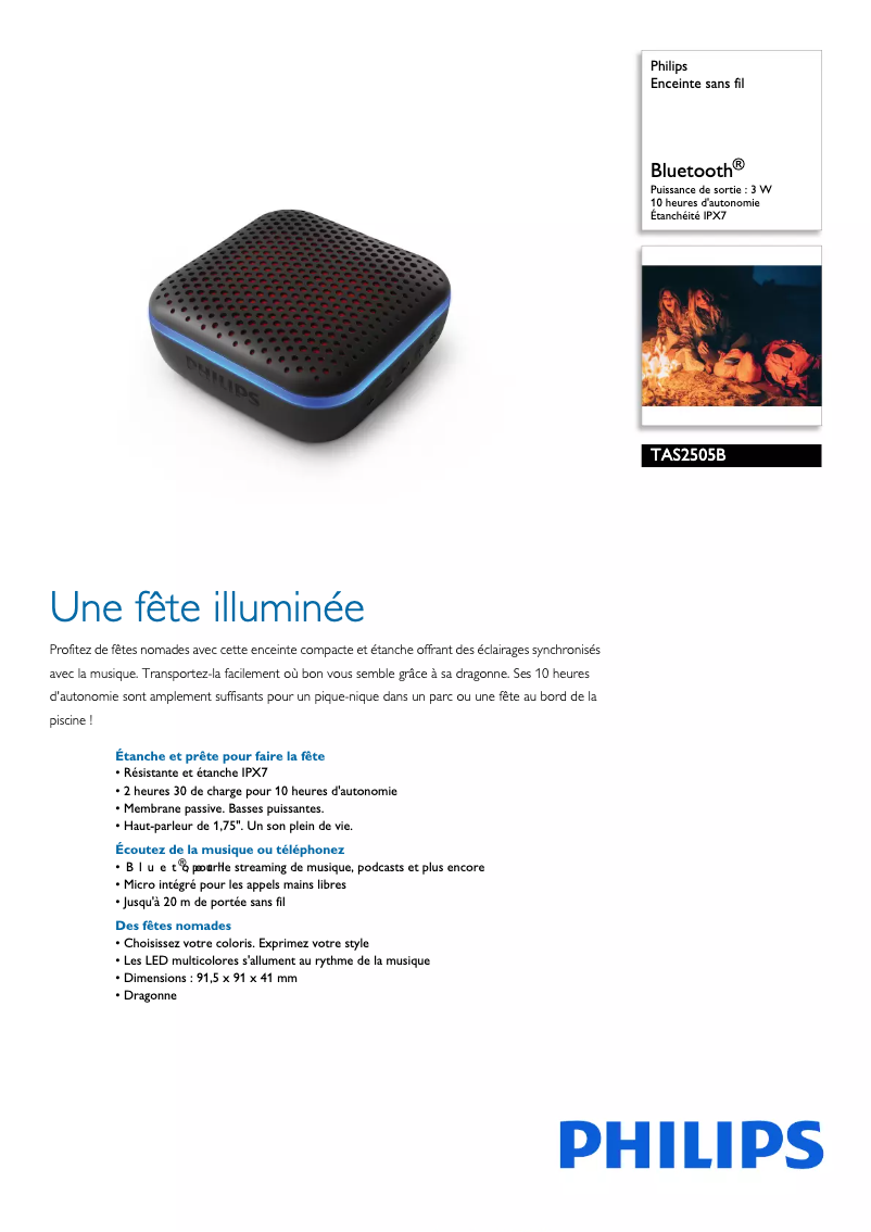 Page n°1 - Fiche technique Philips TAS2505