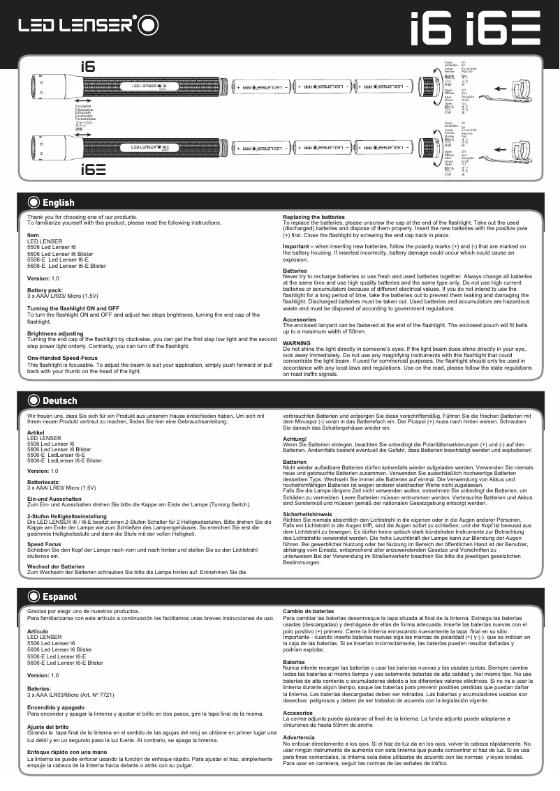 Image de la première page du manuel de l'appareil I6