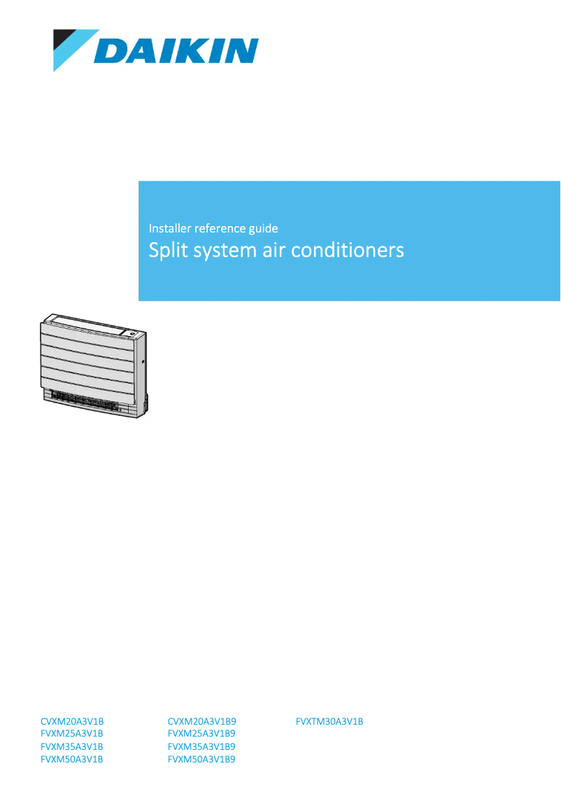 Page 1 de la notice Guide d'installation Daikin FVXM50A3V1B9