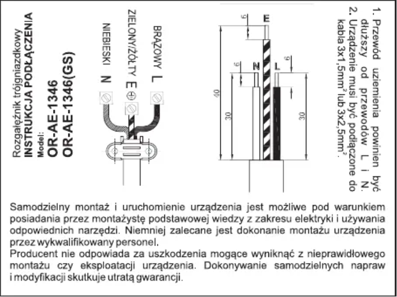 Page 1 de la notice Manuel utilisateur ORNO OR-AE-1346