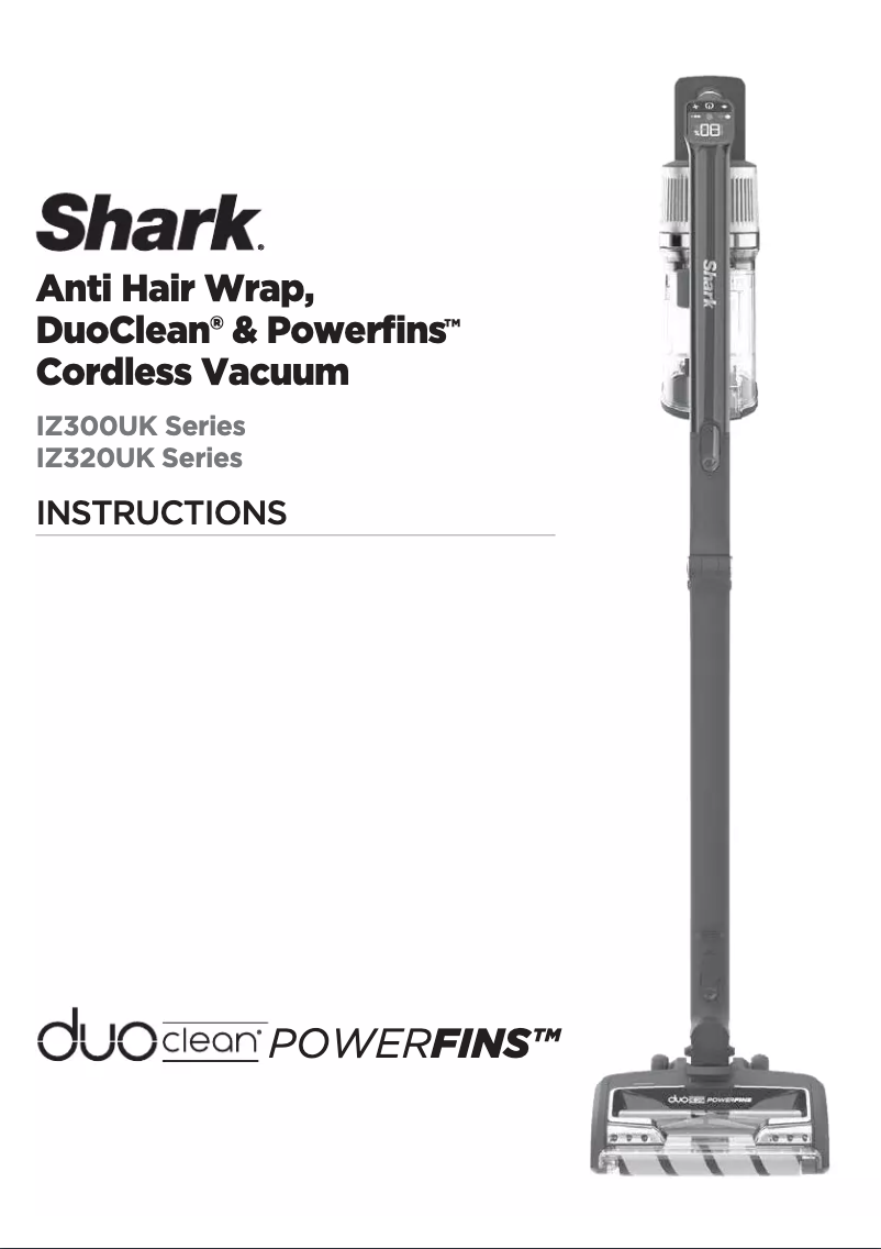 Page 1 de la notice Manuel utilisateur Shark DuoClean Powerﬁns IZ300UK