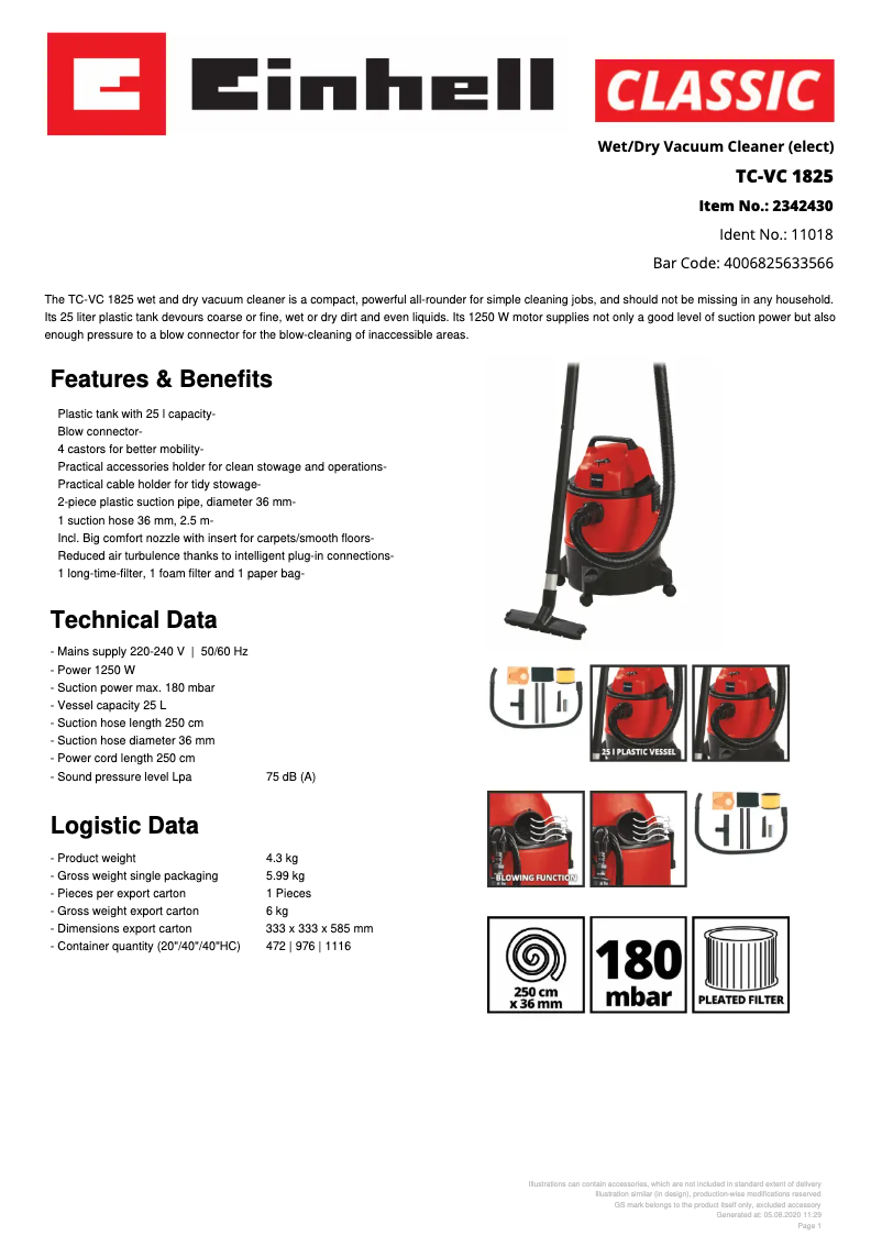 Image de la première page du manuel de l'appareil TC-VC 1825