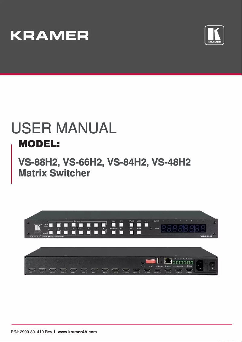 Page n°1 - Manuel utilisateur Kramer VV-84H2