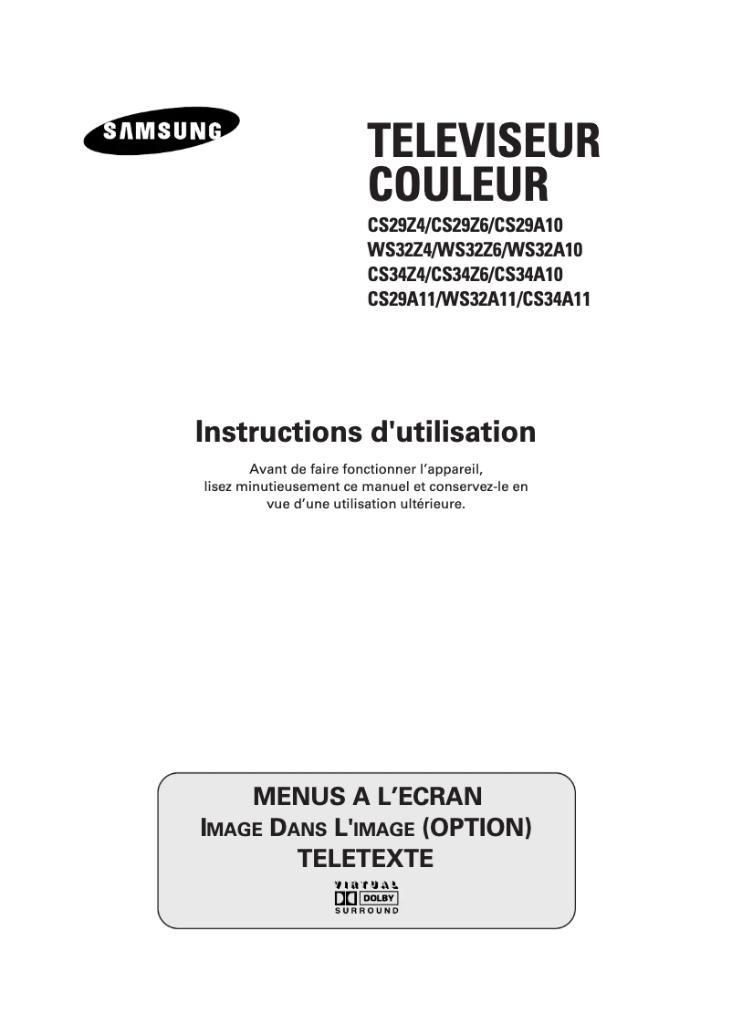 Page 1 de la notice Manuel utilisateur Samsung CS-34Z6HE