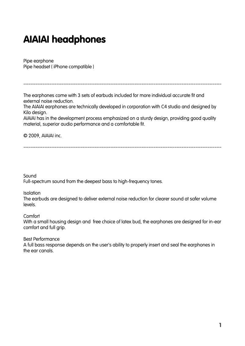 Page n°1 - Manuel utilisateur AIAIAI Pipe