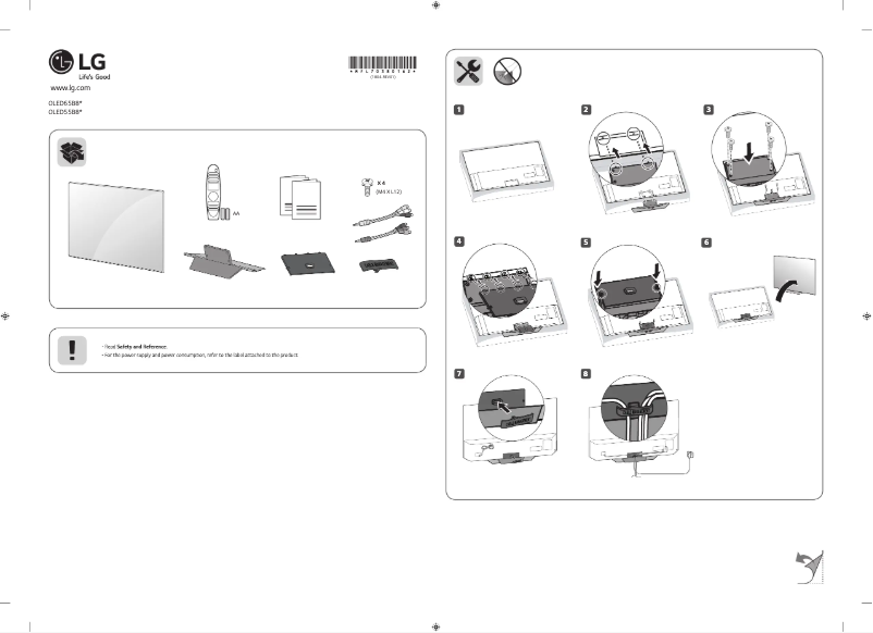 Page 1 de la notice Manuel utilisateur LG OLED55B8PPA