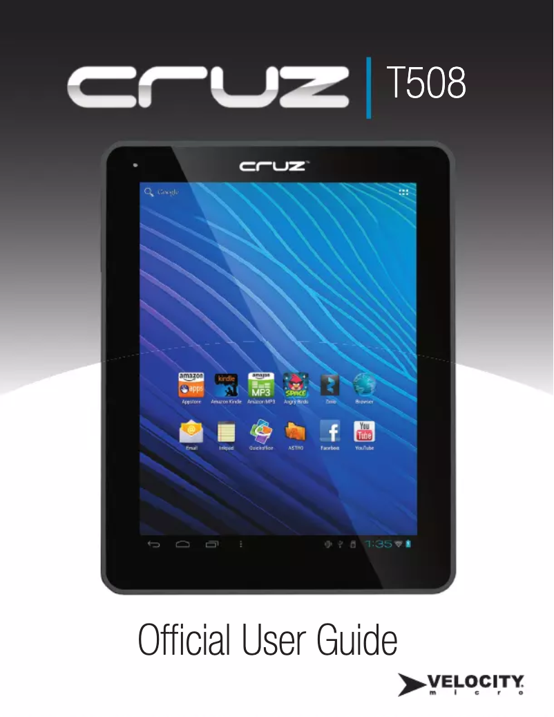 Page 1 de la notice Manuel utilisateur Velocity Micro Cruz Tablet T508