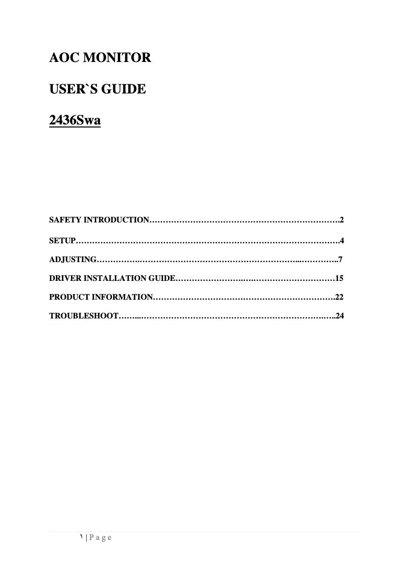 Image de la première page du manuel de l'appareil 2436Swa