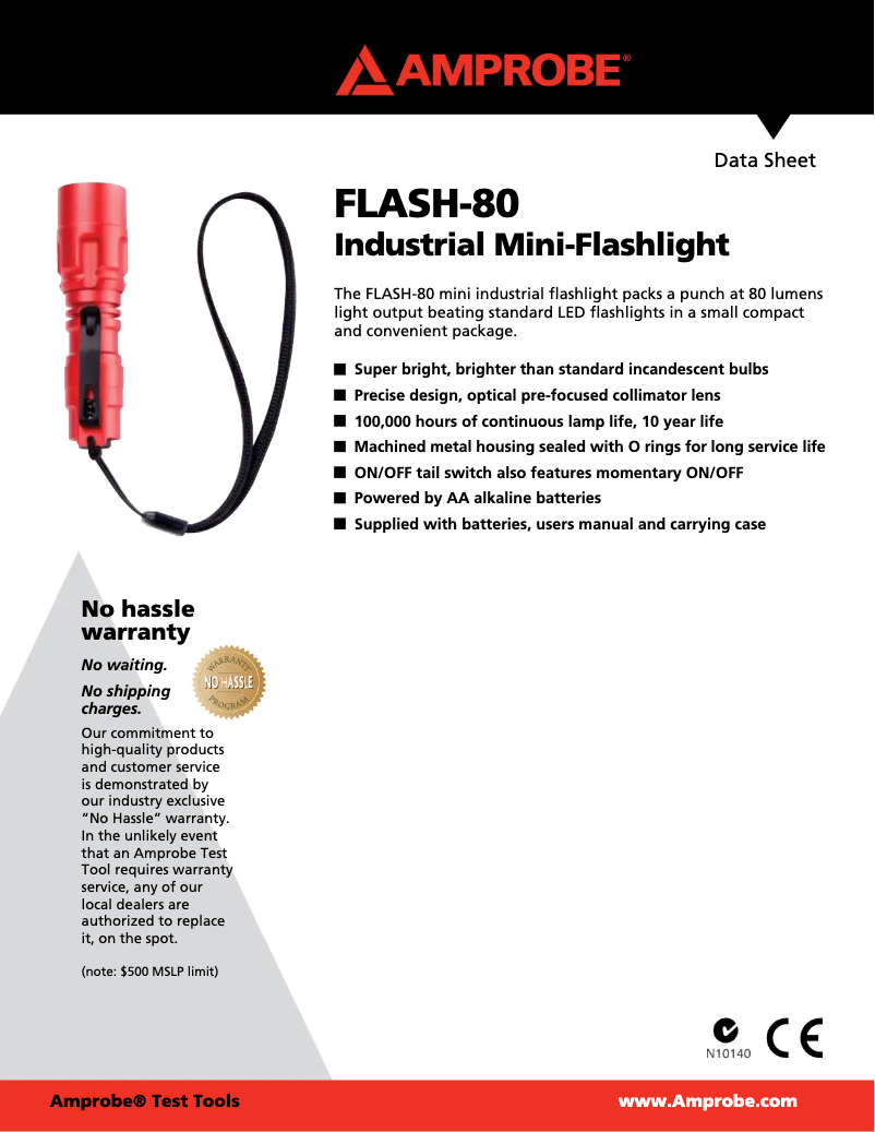 Page 1 de la notice Fiche technique Amprobe FLASH-80