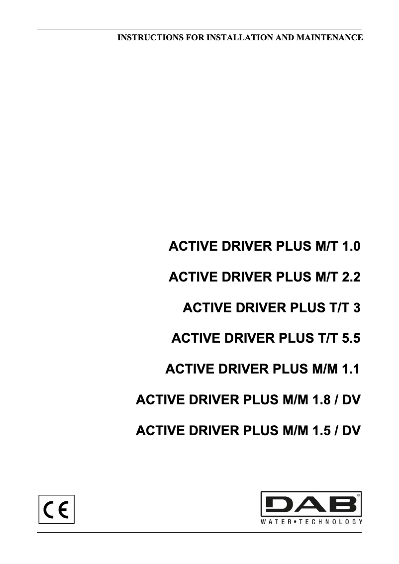 Image de la première page du manuel de l'appareil Active driver Plus T/T 5.5