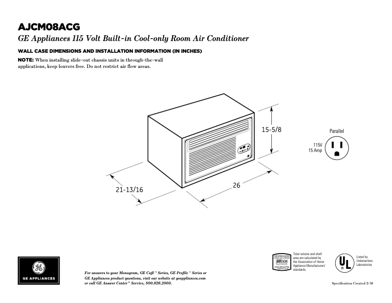 Image de la première page du manuel de l'appareil AJCM08ACG