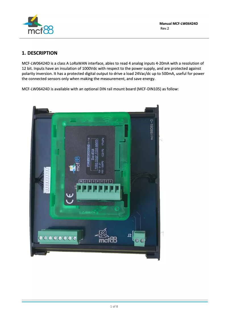 Imagen de la primera página del manual del dispositivo MCF-LW06424D