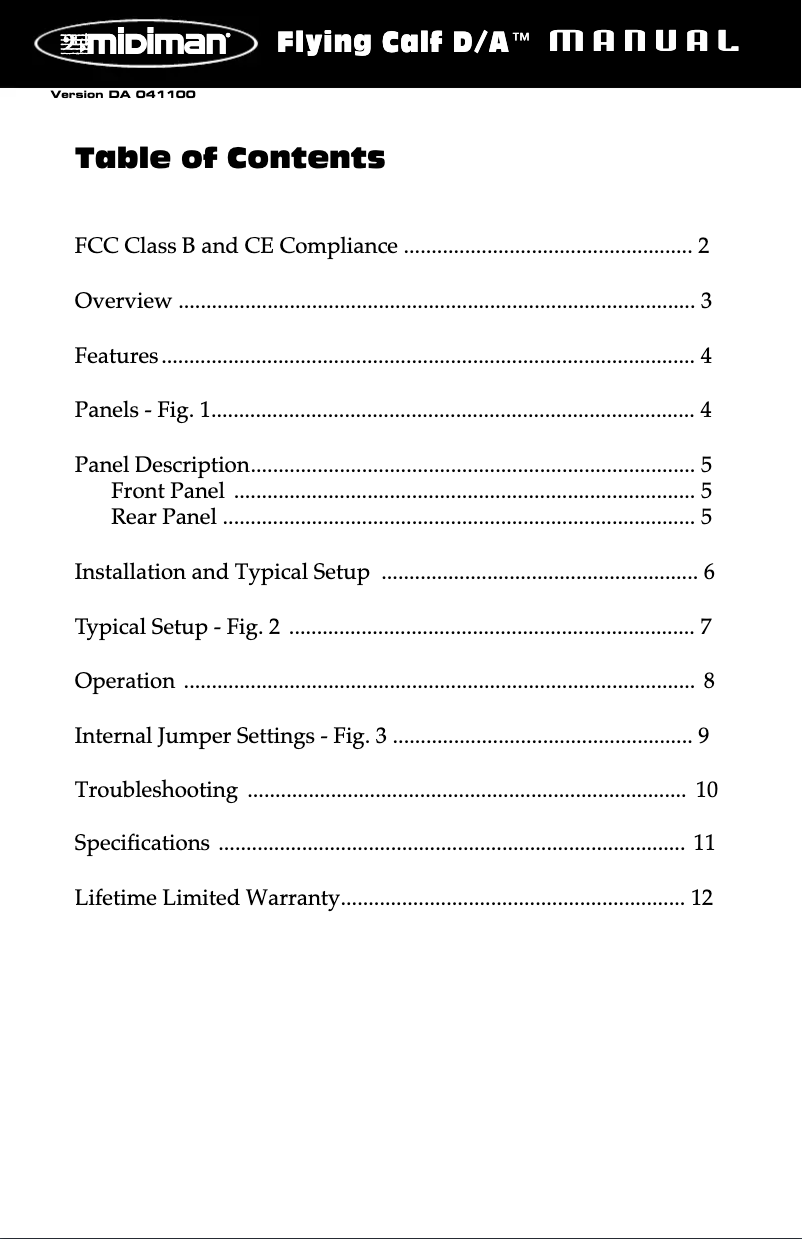 Image de la première page du manuel de l'appareil Flying Calf