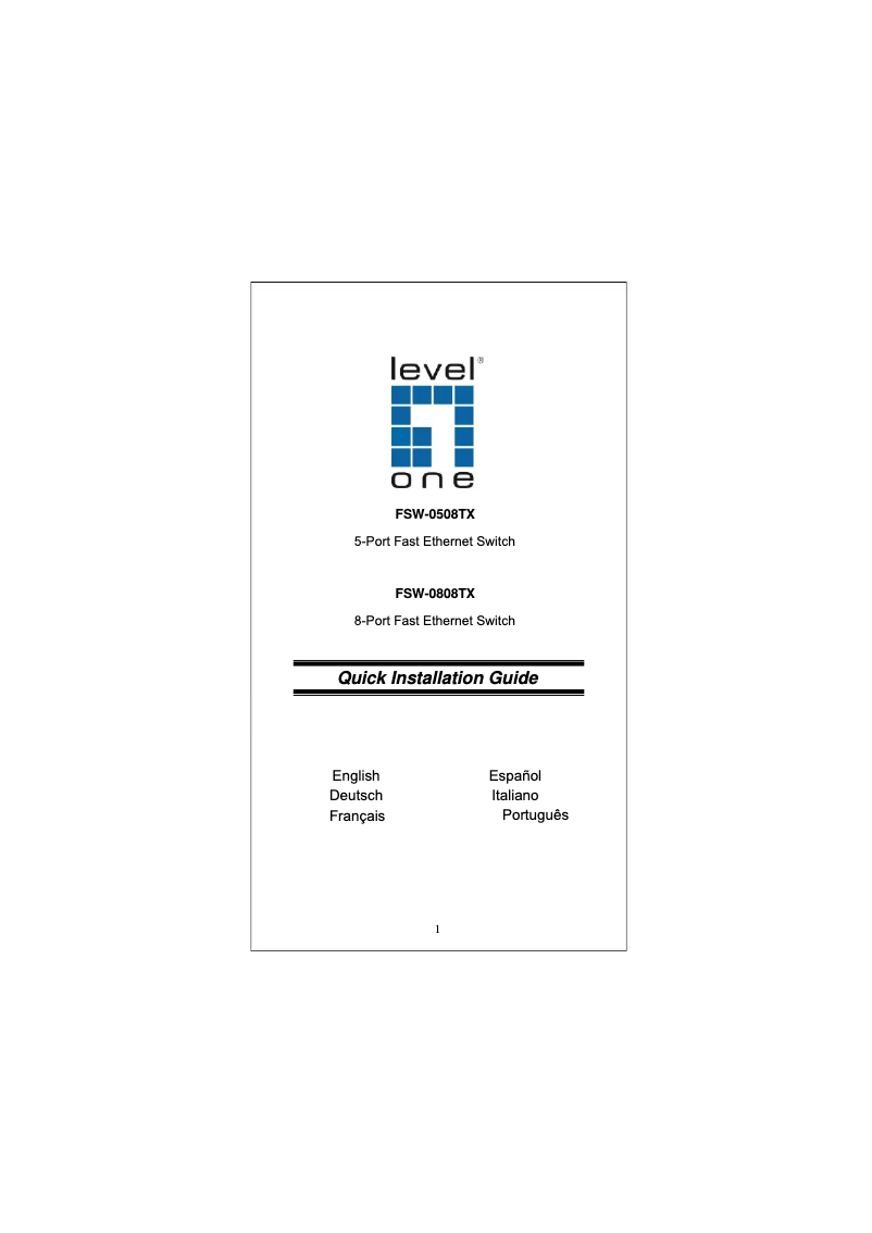Page 1 de la notice Manuel utilisateur LevelOne FSW-0508TX