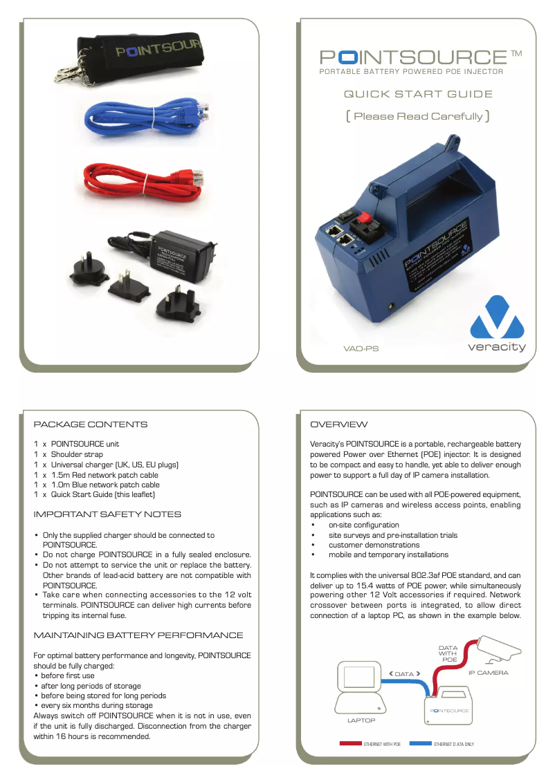 Page n°1 - Manuel utilisateur Veracity VAD-PS