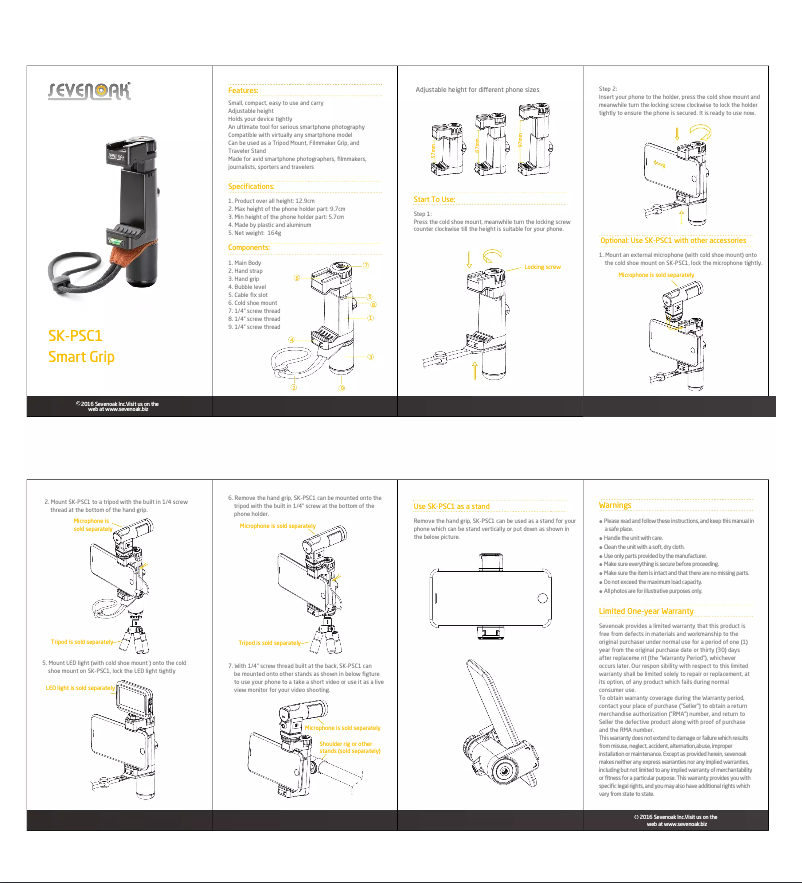 Page n°1 - Manuel utilisateur Sevenoak SK-PSC1