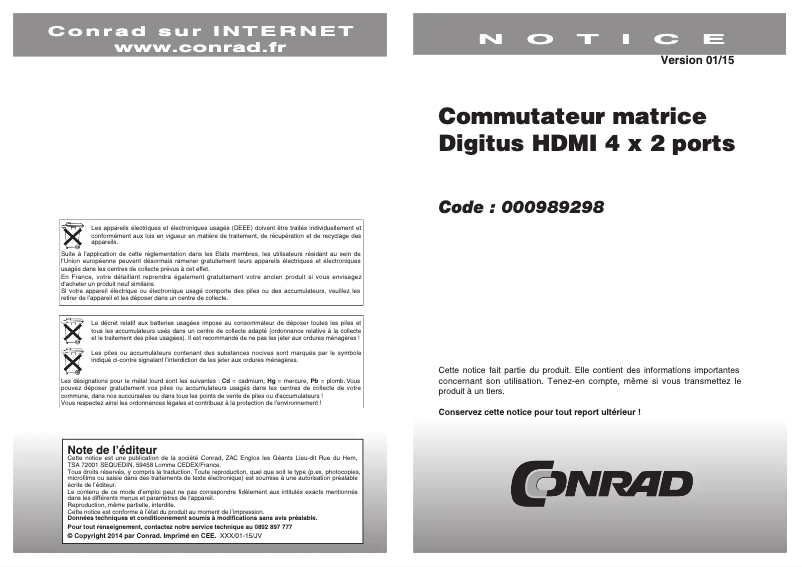 Page 1 de la notice Manuel utilisateur Digitus DS-48300