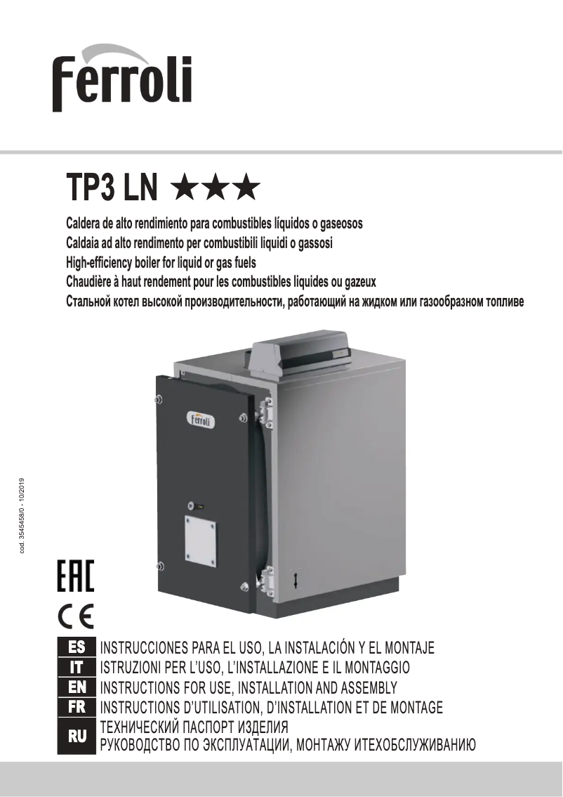Page n°1 - Manuel utilisateur Ferroli TP3 LN