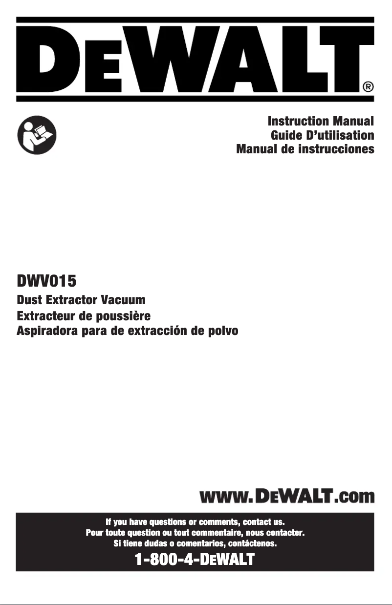 Page 1 de la notice Manuel utilisateur DeWalt DWV015