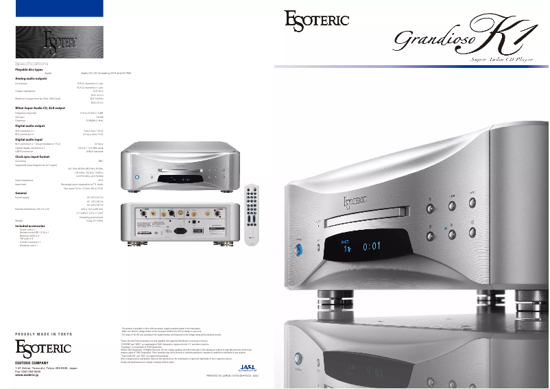 Page n°1 - Brochure Esoteric Grandioso K1