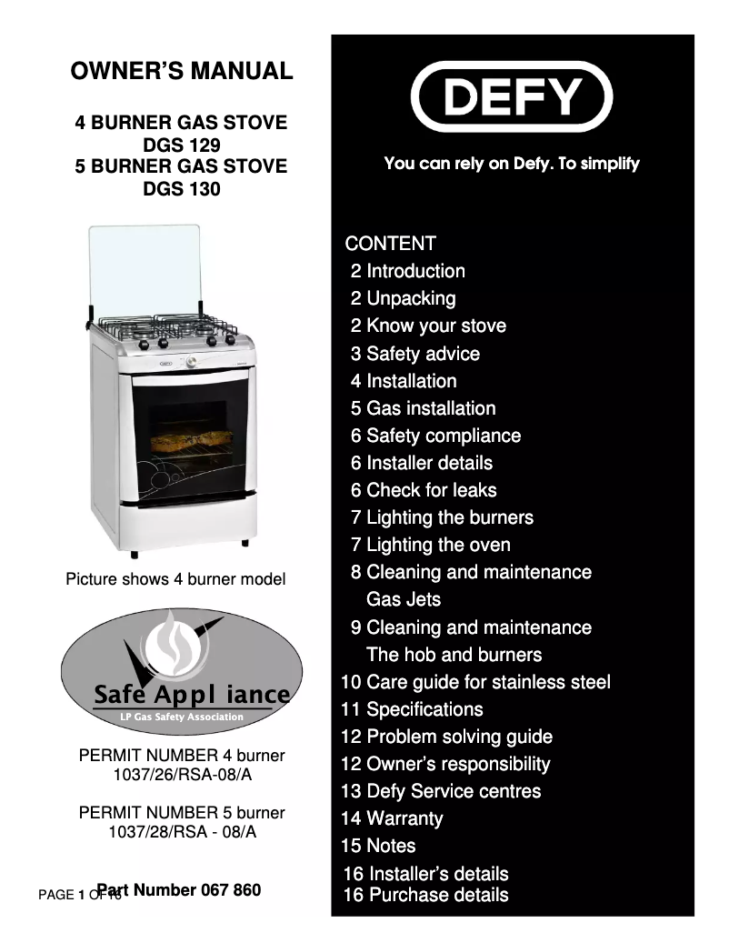 Page 1 de la notice Manuel utilisateur Defy DGS129