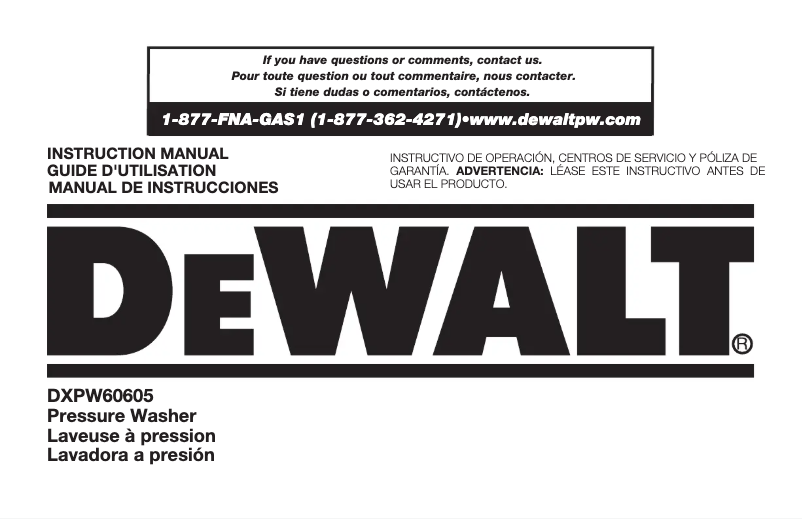 Page 1 de la notice Manuel utilisateur DeWalt DXPW60605