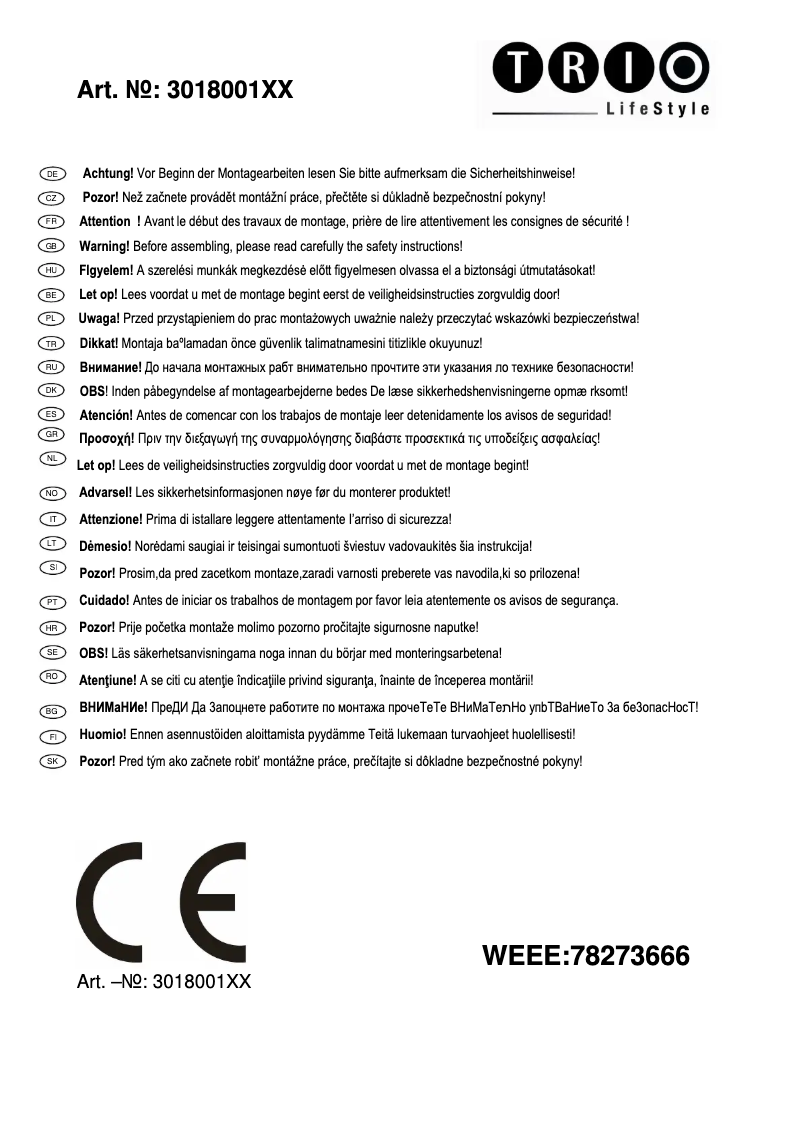 Page n°1 - Manuel utilisateur Trio Lighting Boston 301800107