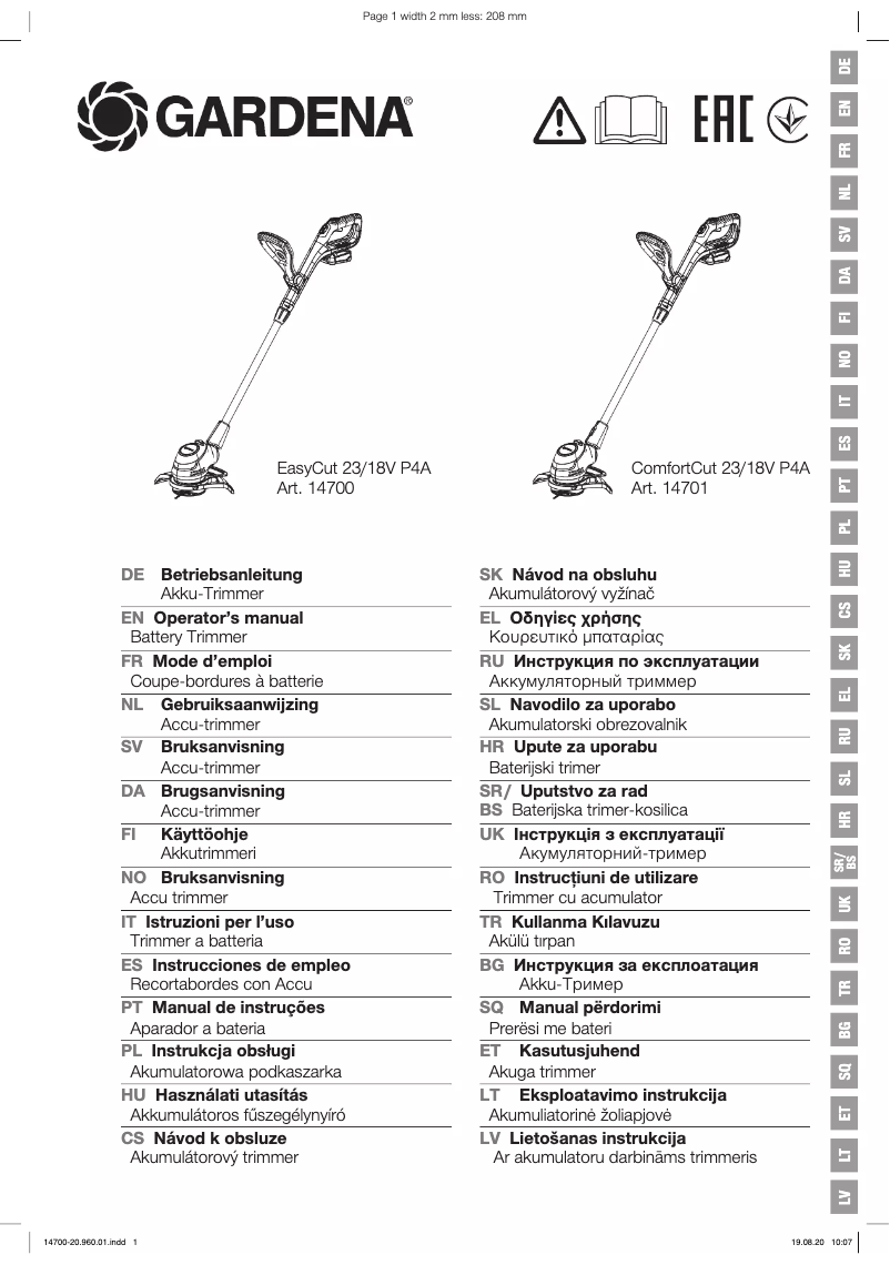 Image de la première page du manuel de l'appareil EasyCut 23/18V P4A