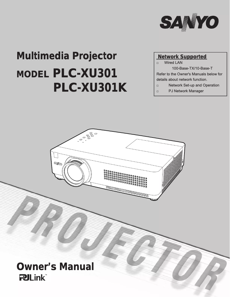 Image de la première page du manuel de l'appareil PLC-XU301K