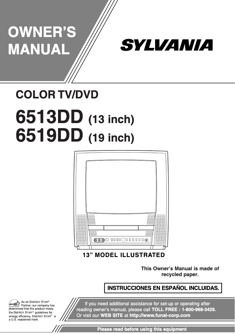 Page 1 de la notice Manuel utilisateur Sylvania 6513DD