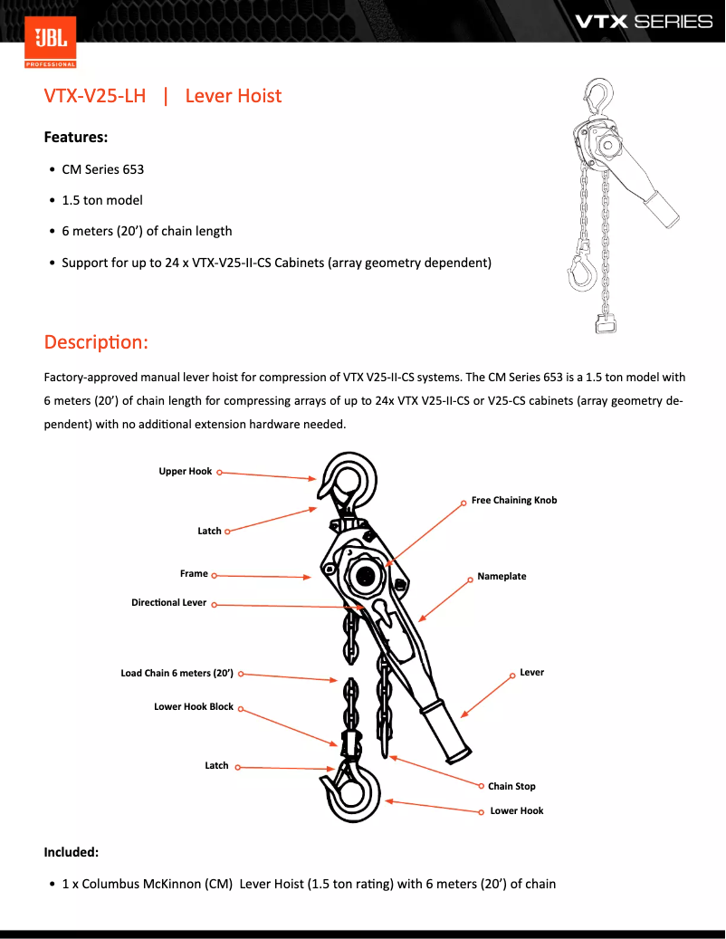 Page n°1 - Fiche technique JBL VTX V25