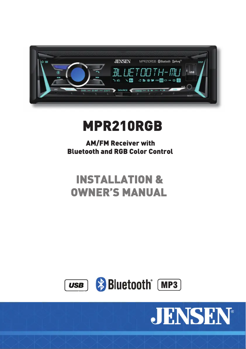 Page n°1 - Manuel utilisateur Jensen MPR210RGB