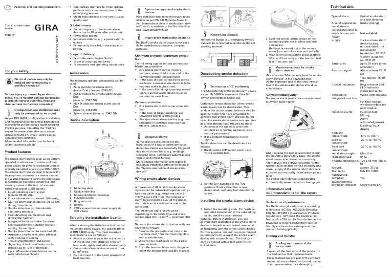 Page n°1 - Manuel utilisateur Gira Dual Q