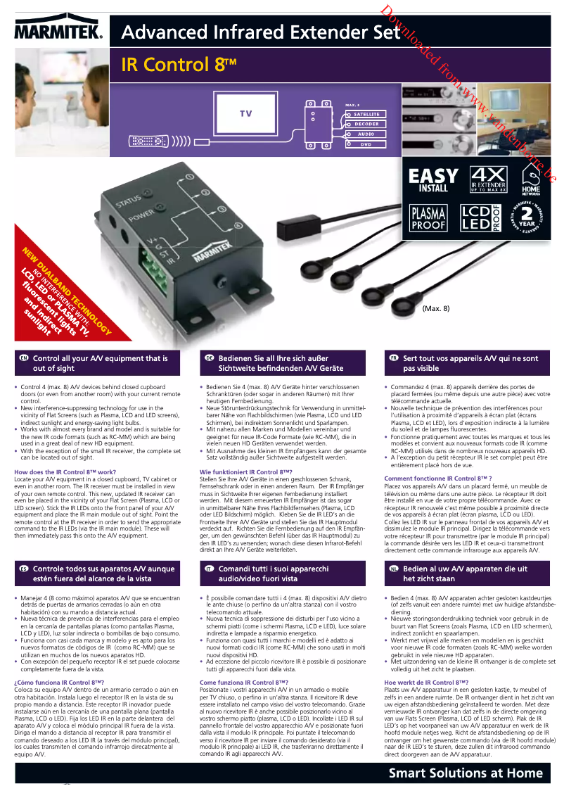 Page 1 de la notice Fiche technique Marmitek IR Control 10