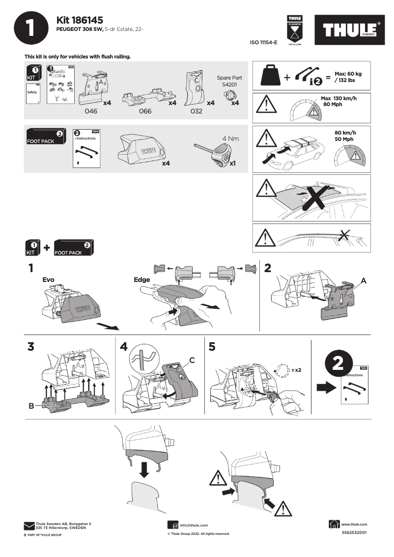 Page 1 de la notice Manuel utilisateur Thule Kit 186145