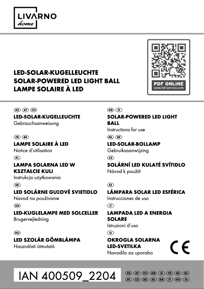 Page 1 de la notice Manuel utilisateur Livarno Lux IAN 420550