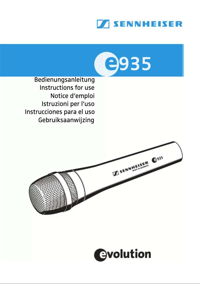 Image de la première page du manuel de l'appareil Evolution e935