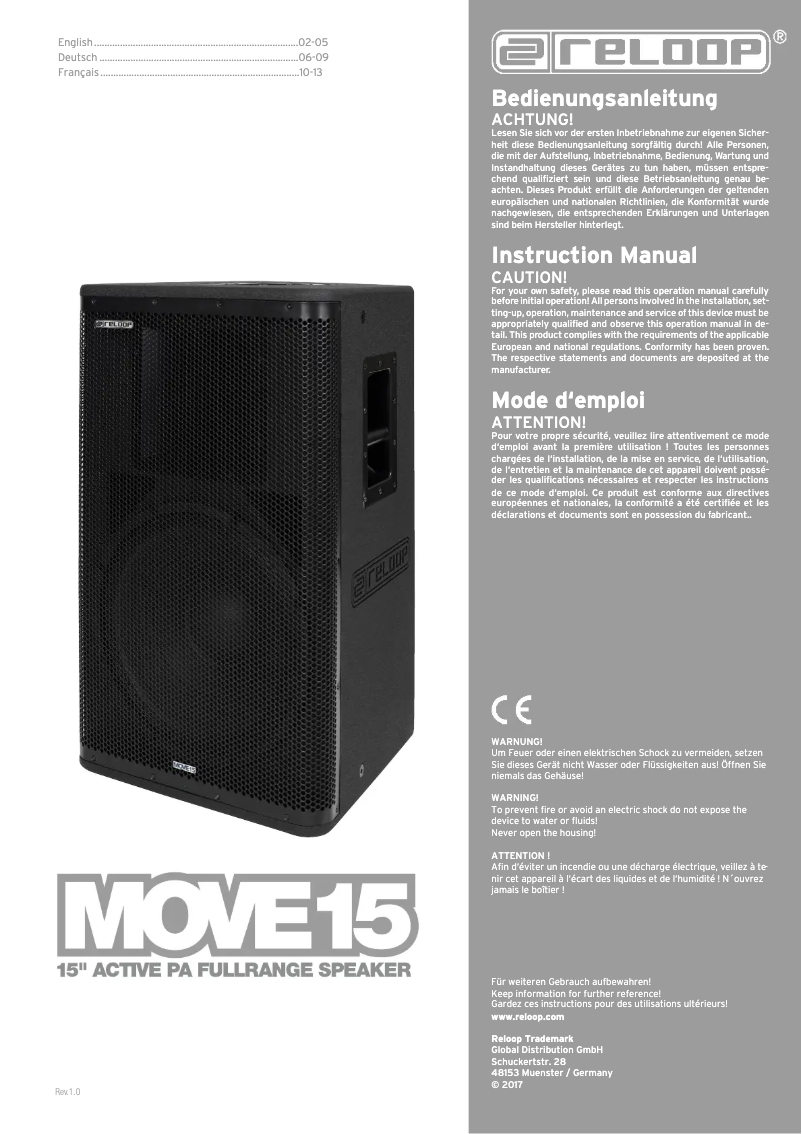 Page n°1 - Manuel utilisateur Reloop Move 15