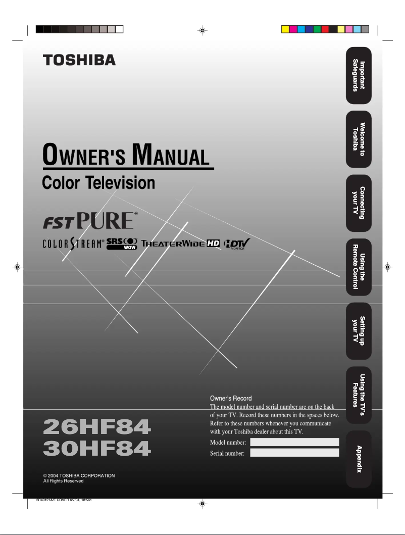 Page n°1 - Manuel utilisateur Toshiba 30HF84