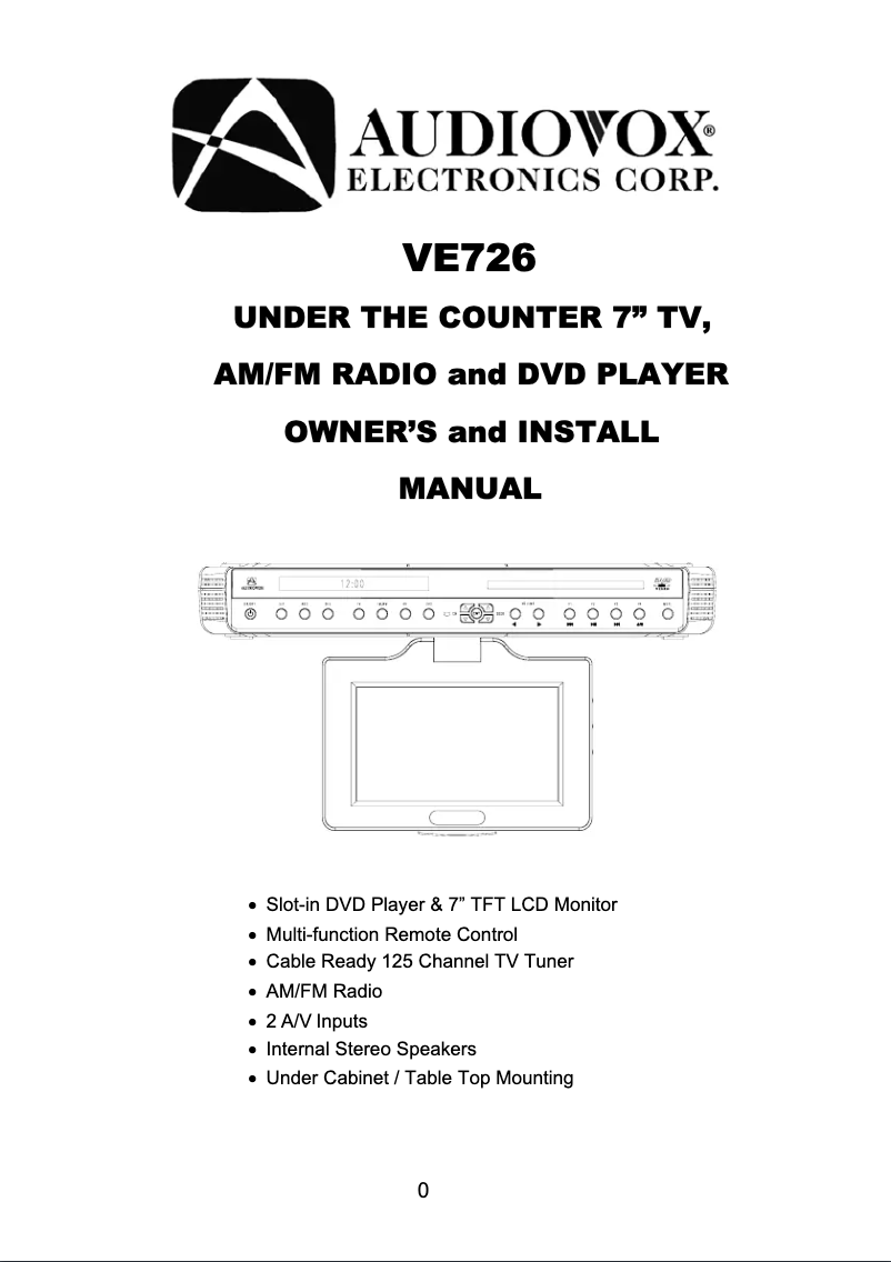 Image de la première page du manuel de l'appareil VE726